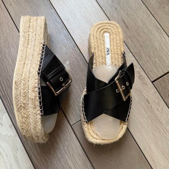 Zara Shoes - Zara platform espadrille slide sandals